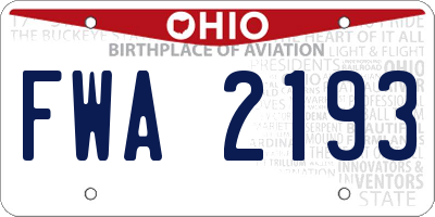 OH license plate FWA2193