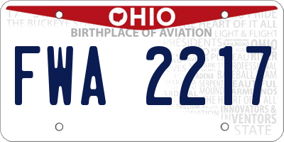 OH license plate FWA2217