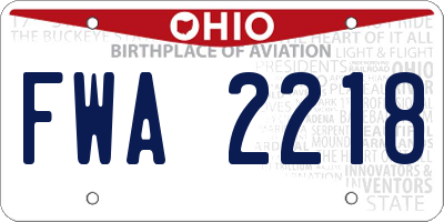 OH license plate FWA2218