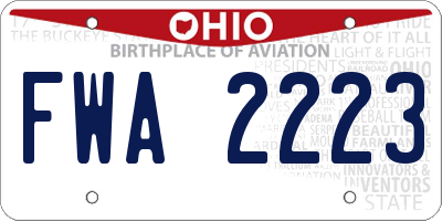 OH license plate FWA2223