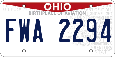 OH license plate FWA2294