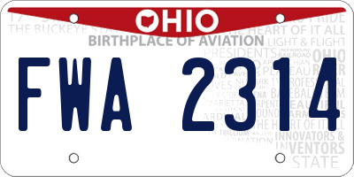 OH license plate FWA2314