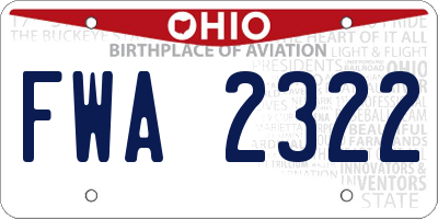 OH license plate FWA2322