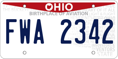 OH license plate FWA2342