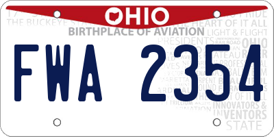 OH license plate FWA2354