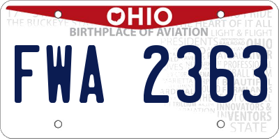 OH license plate FWA2363
