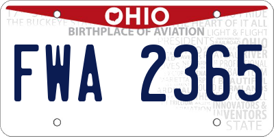OH license plate FWA2365