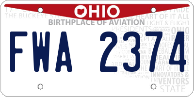 OH license plate FWA2374