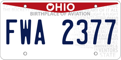 OH license plate FWA2377