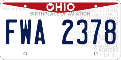 OH license plate FWA2378