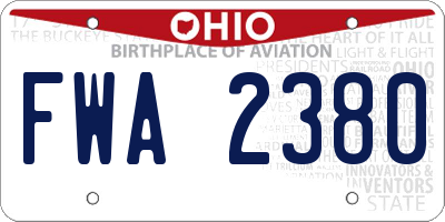 OH license plate FWA2380