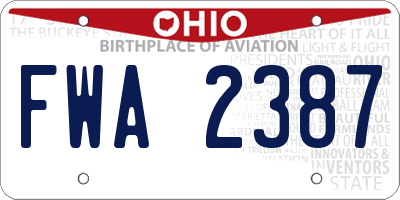 OH license plate FWA2387