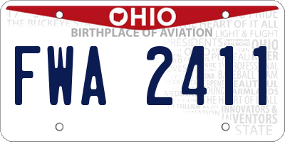 OH license plate FWA2411