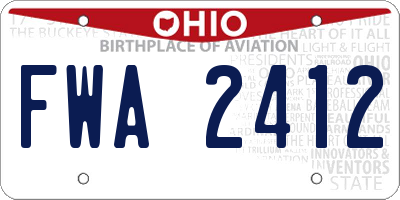 OH license plate FWA2412