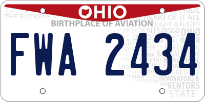 OH license plate FWA2434