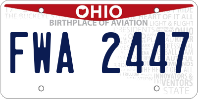 OH license plate FWA2447