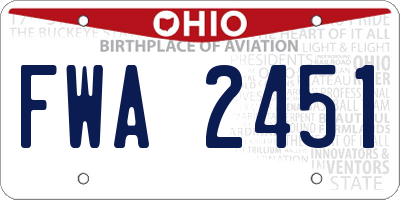 OH license plate FWA2451