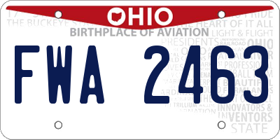 OH license plate FWA2463