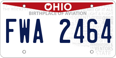 OH license plate FWA2464