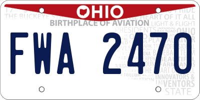 OH license plate FWA2470