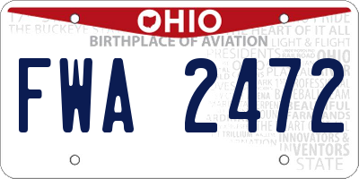 OH license plate FWA2472
