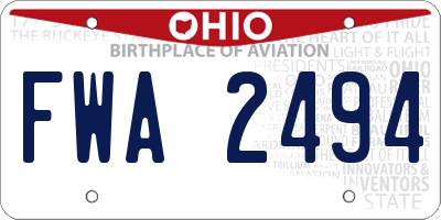 OH license plate FWA2494