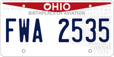 OH license plate FWA2535