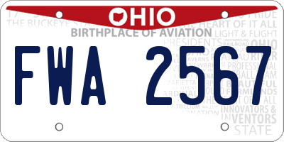 OH license plate FWA2567