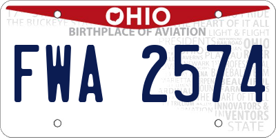 OH license plate FWA2574