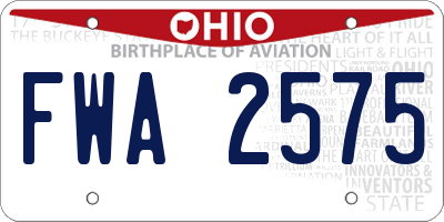 OH license plate FWA2575