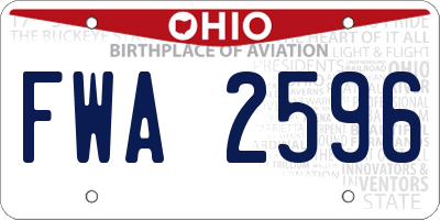 OH license plate FWA2596