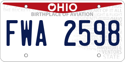 OH license plate FWA2598