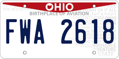 OH license plate FWA2618