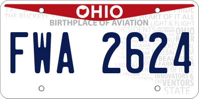 OH license plate FWA2624