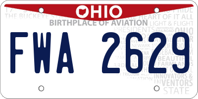 OH license plate FWA2629