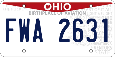 OH license plate FWA2631