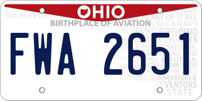 OH license plate FWA2651