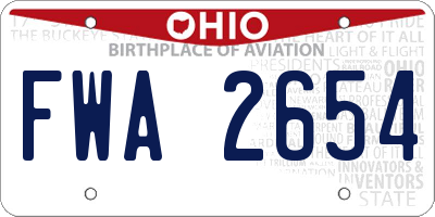OH license plate FWA2654