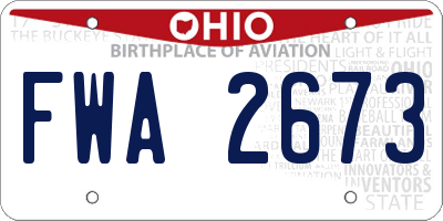 OH license plate FWA2673