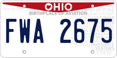 OH license plate FWA2675