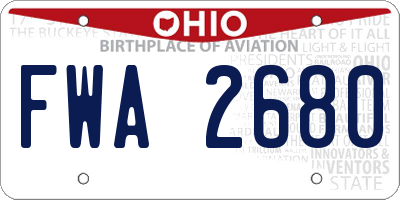 OH license plate FWA2680