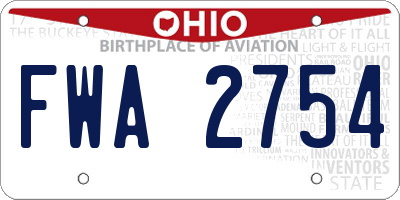 OH license plate FWA2754