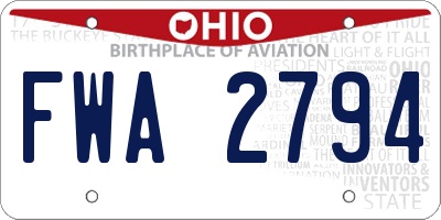 OH license plate FWA2794