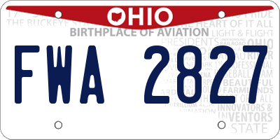 OH license plate FWA2827