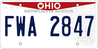 OH license plate FWA2847