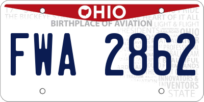 OH license plate FWA2862