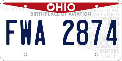 OH license plate FWA2874