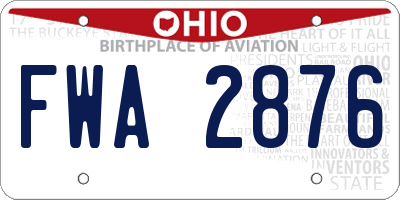 OH license plate FWA2876