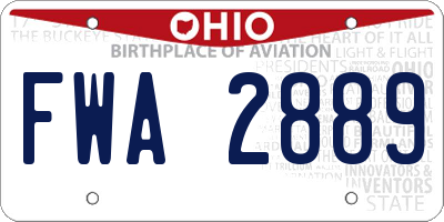 OH license plate FWA2889