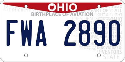 OH license plate FWA2890